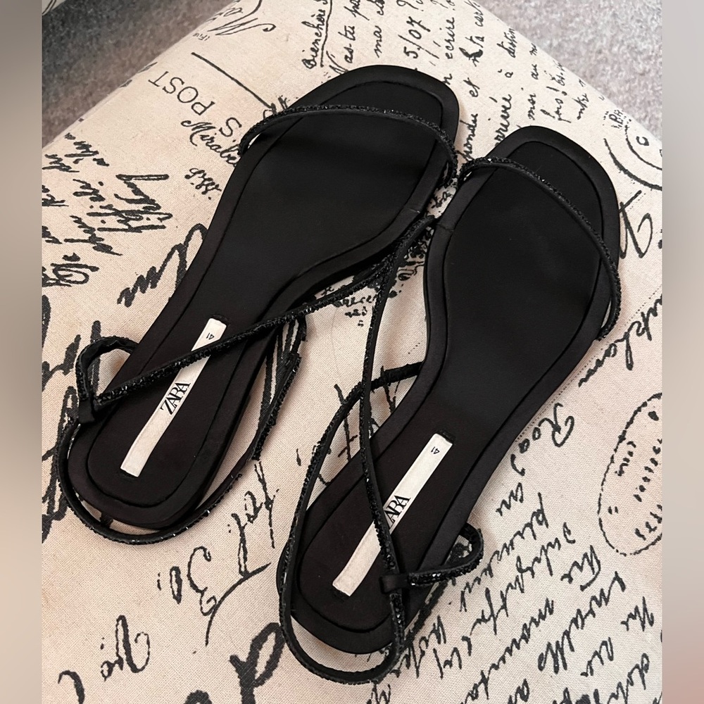 Zara Black Sparkly Sandals